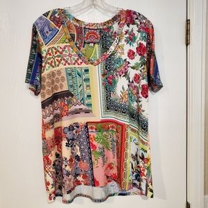 Johnny Was Anika Favorite Short-Sleeve Swing Tee, Sz M